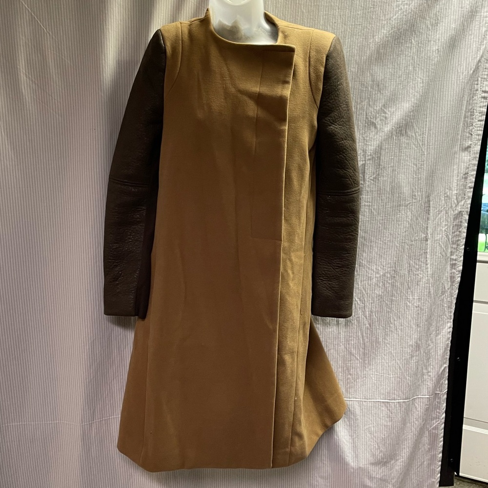 BCBG Max Azria Faux Wool and Leather Coat